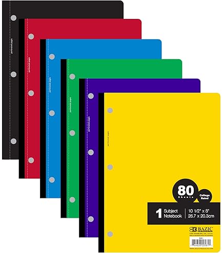 Amazon.com : BAZIC Products Notebook Wide Ruled 1 Subject 80